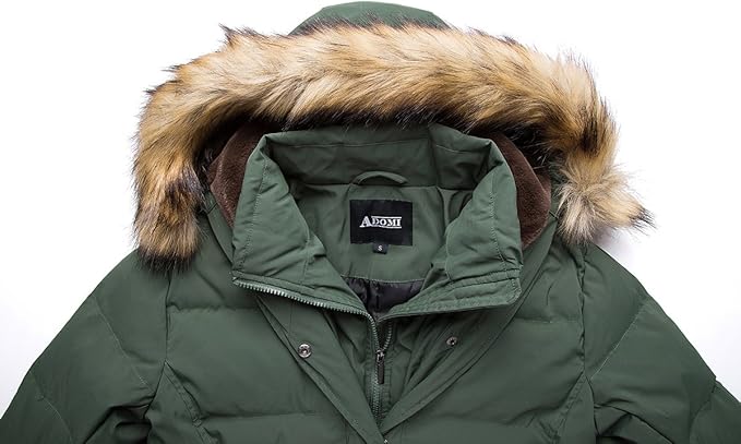 adomi women's long hooded thickened down coat with fur trim