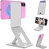 LDSXAY Phone Tripod Wallet for MagSafe, Magnetic Phone Tripod Stand, Adjustable iPhone Wallet Compatible with iPhone 17/16/15/14/13/12 Series, Invisible Selfie Stick Tripod, Travel Essential (Grey)