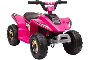 Aosom 6V Kids ATV 4-Wheeler Ride on Car, Electric Motorized Quad Battery Powered Vehicle with Forward/Reverse Switch for 18-36 Months Old Toddlers, Pink