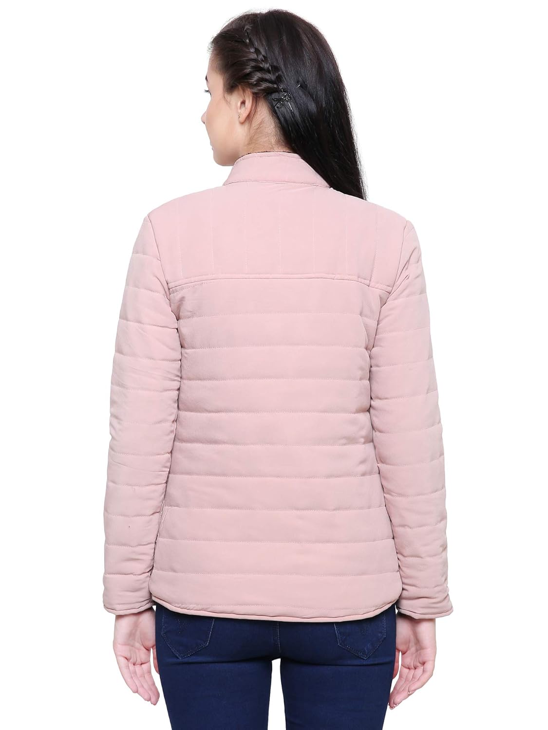 afania women's long sleeves blended bomber quilted jacket