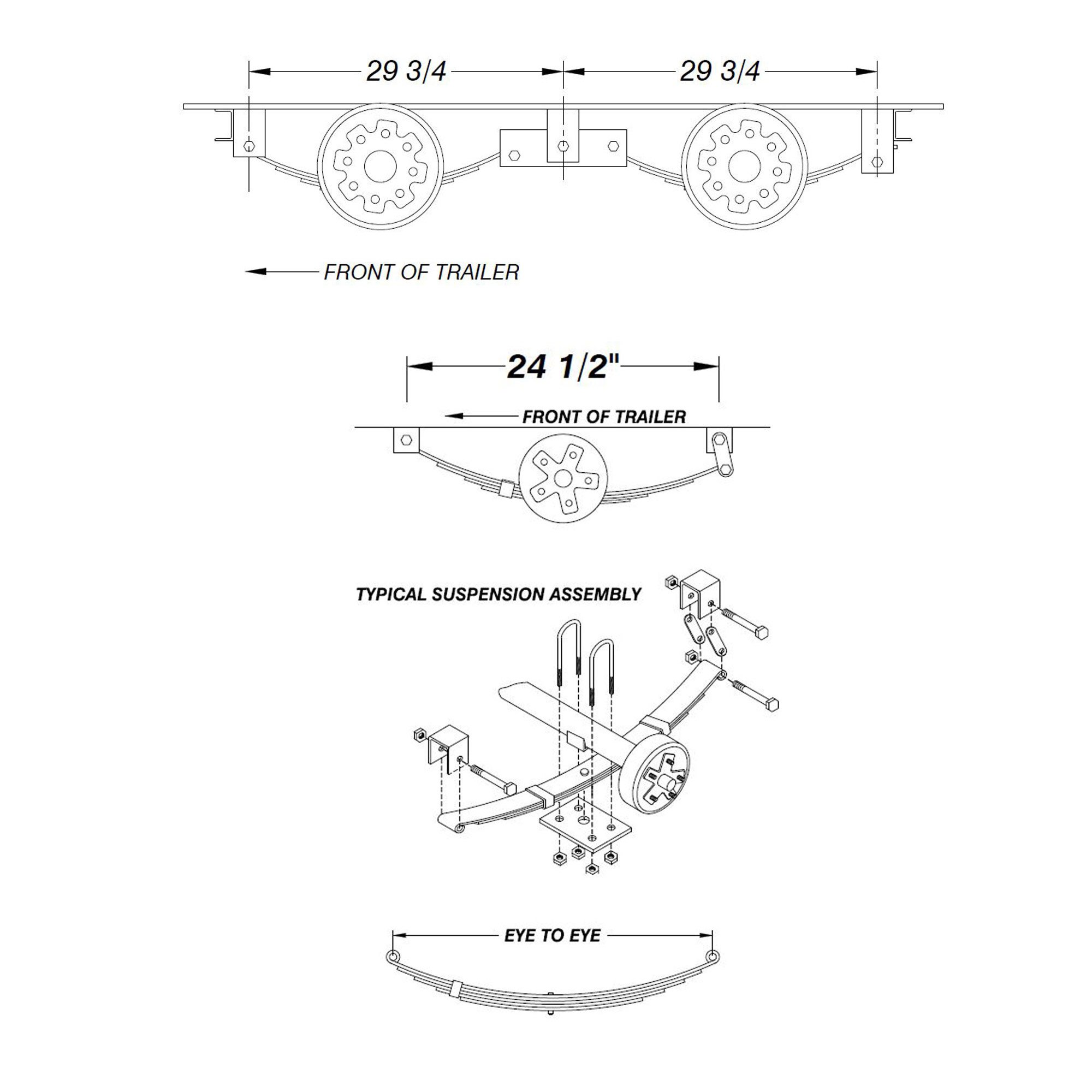 95 Hubface 80 Spring Center Complete Axle with Double Eye Springs
