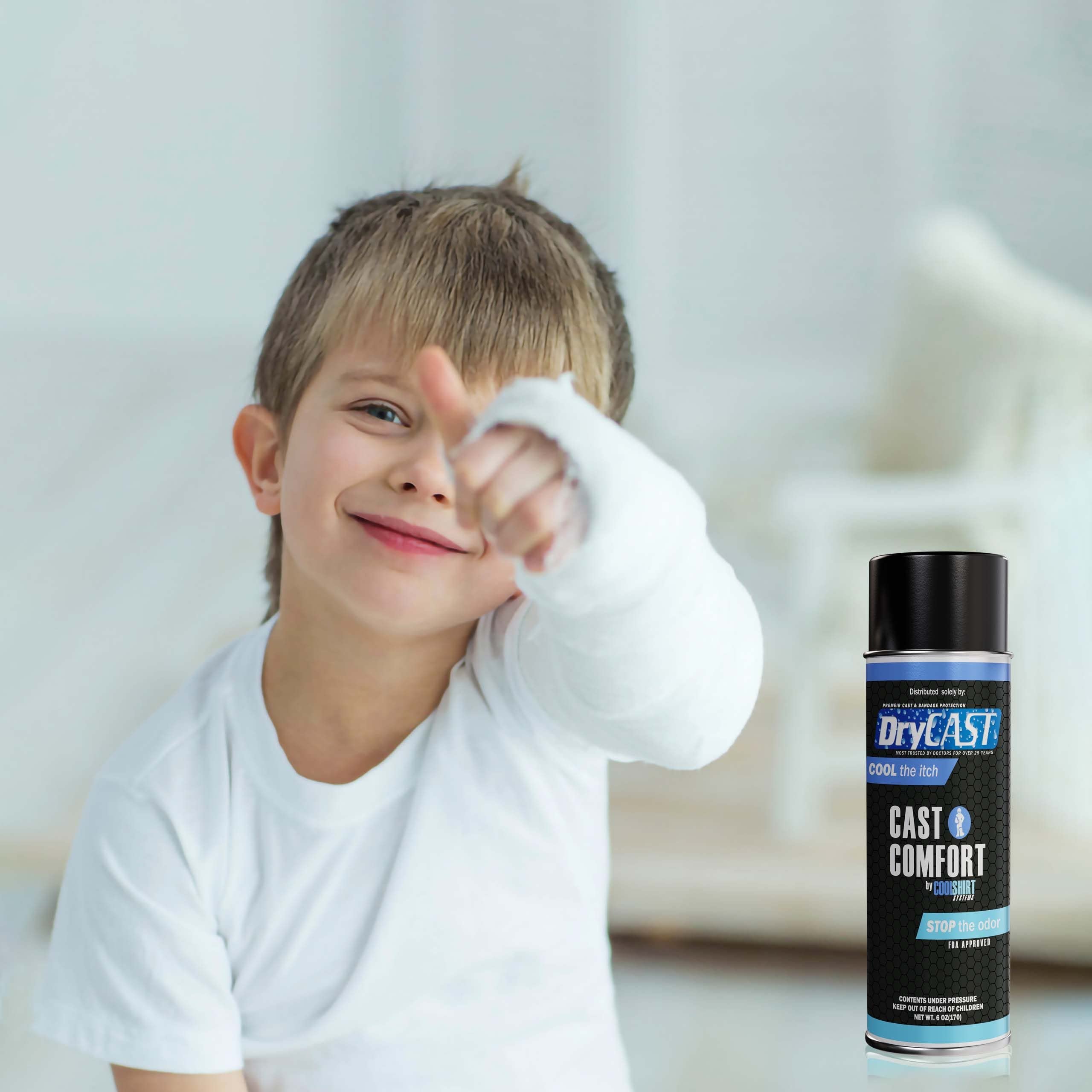 Cast Comfort Itching and Odor Relief Spray - Cools and Relieves Itchy Cast While Cleaning and Preventing Smell- Blue