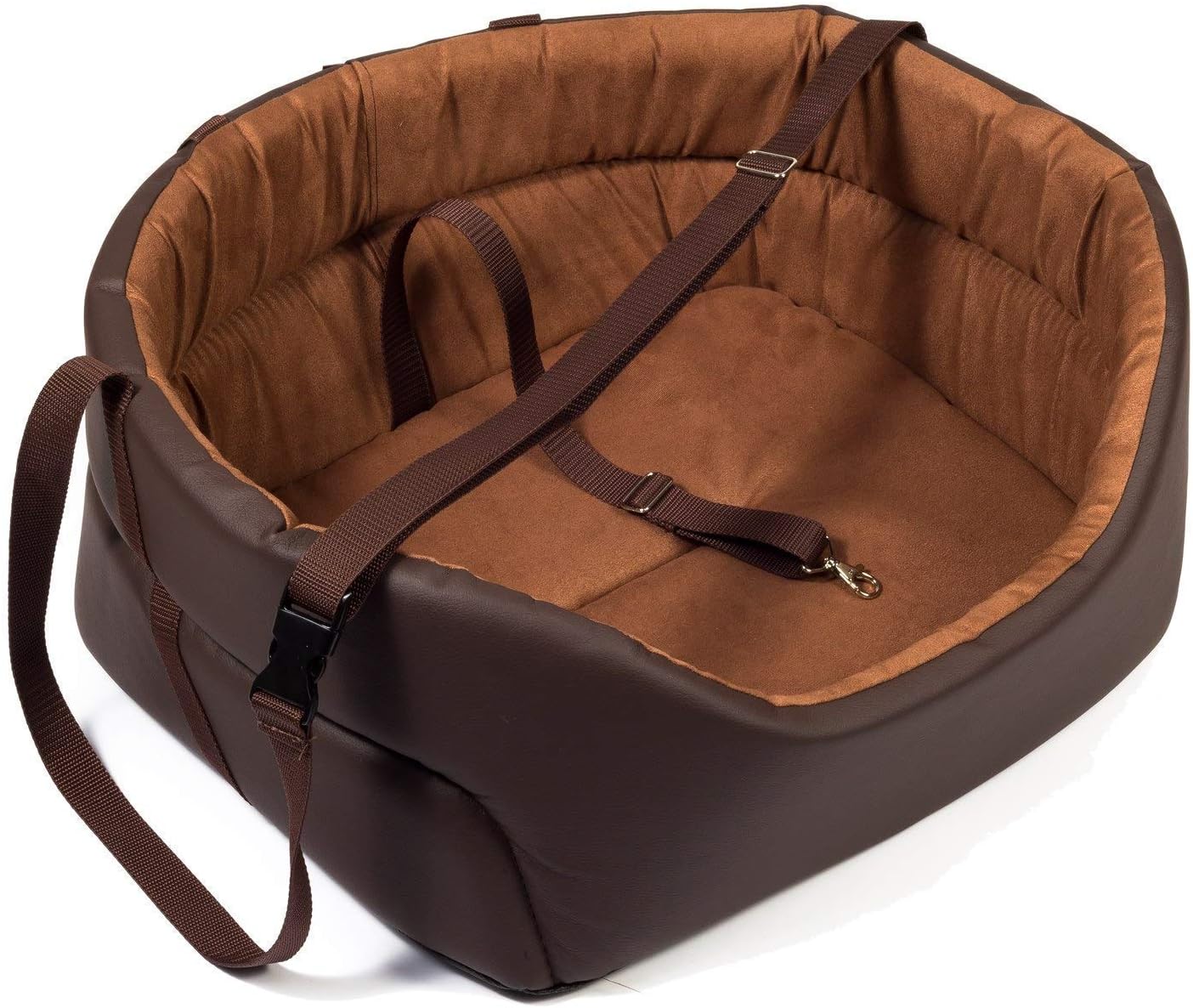 Universal Dog Car Booster Seat Washable for small, medium, large Dogs - Various Sizes Brown Fake leather: Imitation of suede S: 39 cm x 32 cm