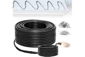 Oak Leaf 120Ft Heat Tape for Water Pipes, Self-Regulating Roof Heat Cable, Freeze Protection Heat Tape for Roof and Gutter with Light Indicator Plug & 5Ft Power Cord, 120V/ 6W/Ft