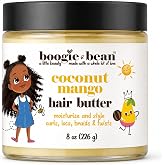 Boogie and Bean Hair Styling Creme or Pomade for Thick and Curly Hair Kids with Locs, Curls, Twists &amp; Braids, Made with Natural Oils like Coconut &amp; Mango Butter for Black Hair