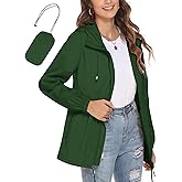 Avoogue Womens Waterproof Raincoat Breathable Lightweight Rain Jacket Hooded Rain Coat Outdoor Active Windbreaker with Pocket