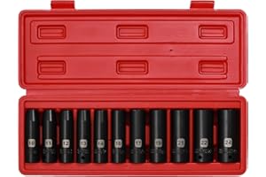 Mayouko 11 Pieces 1/2" Drive Deep Impact Socket Set, CR-V, Metric, 6 Point, 10mm to 24mm