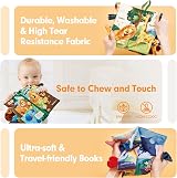 hahaland 2 Pcs Sensory Baby Books 0-6 Months Soft Squeaker Crinkle Red view 3