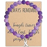 Purple Awareness Ribbon Beads Bracelet Purple Awareness Ribbon Charm Bracelet for Women
