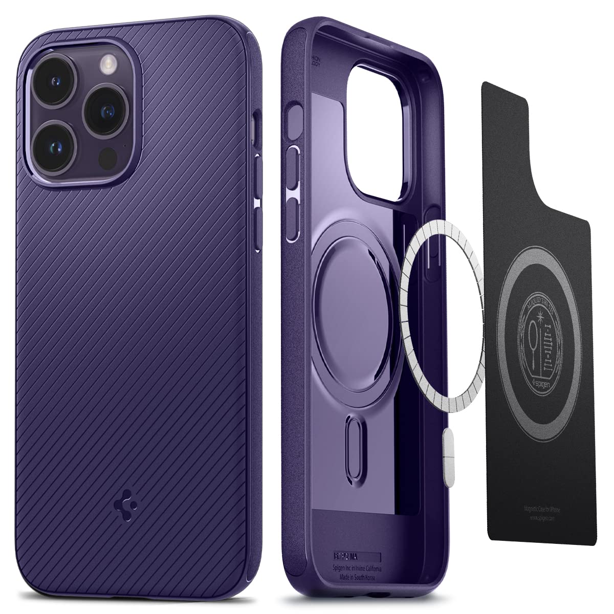 Spigen Mag Armor MagFit Designed for iPhone 14 Pro Case (2022) [Military-Grade Protection] Compatible with MagSafe - Deep Purple