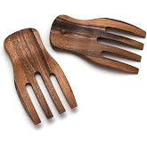 Set Of 2 Wooden Salad Servers Salad Tongs Salad Hands | 2 Piece Salad Fork Salad Spoon Pasta Salad Serving Utensils