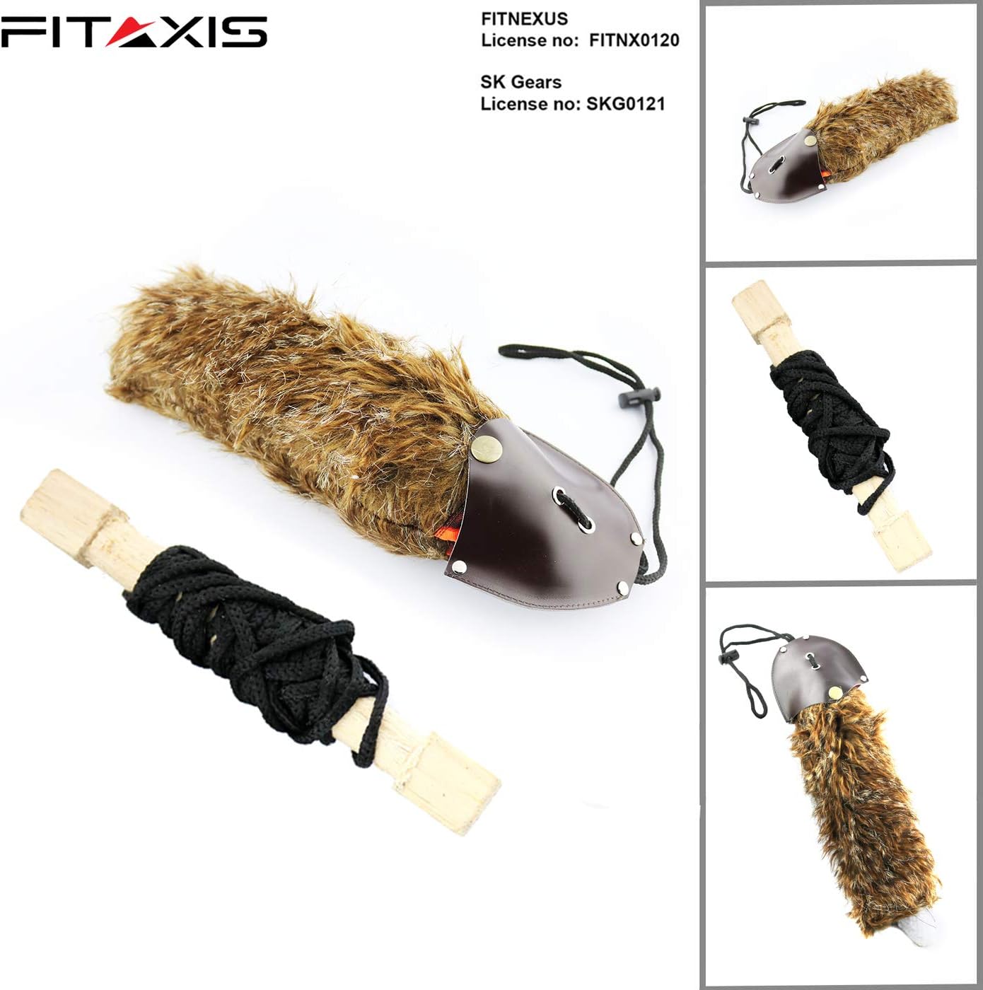 FITAXIS Falconry Rabbit Lure Hawking Bird Lure para cord Pure Fur with Creance (Standard, Brown)