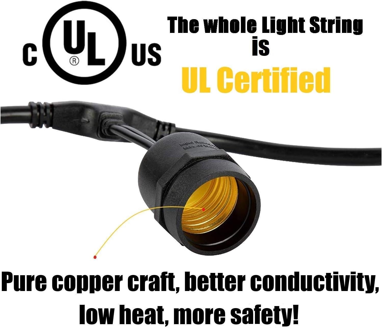 UL Approval 52FT Outdoor String Lights SUPERDANNY - Commercial Grade Weatherproof 30 Bulbs and 30pcs (6 for Spare) Edison Vintage Bulbs with Zip Ties for Patio Porch Garden Backyard Cafe Wedding Party: Home Improvement