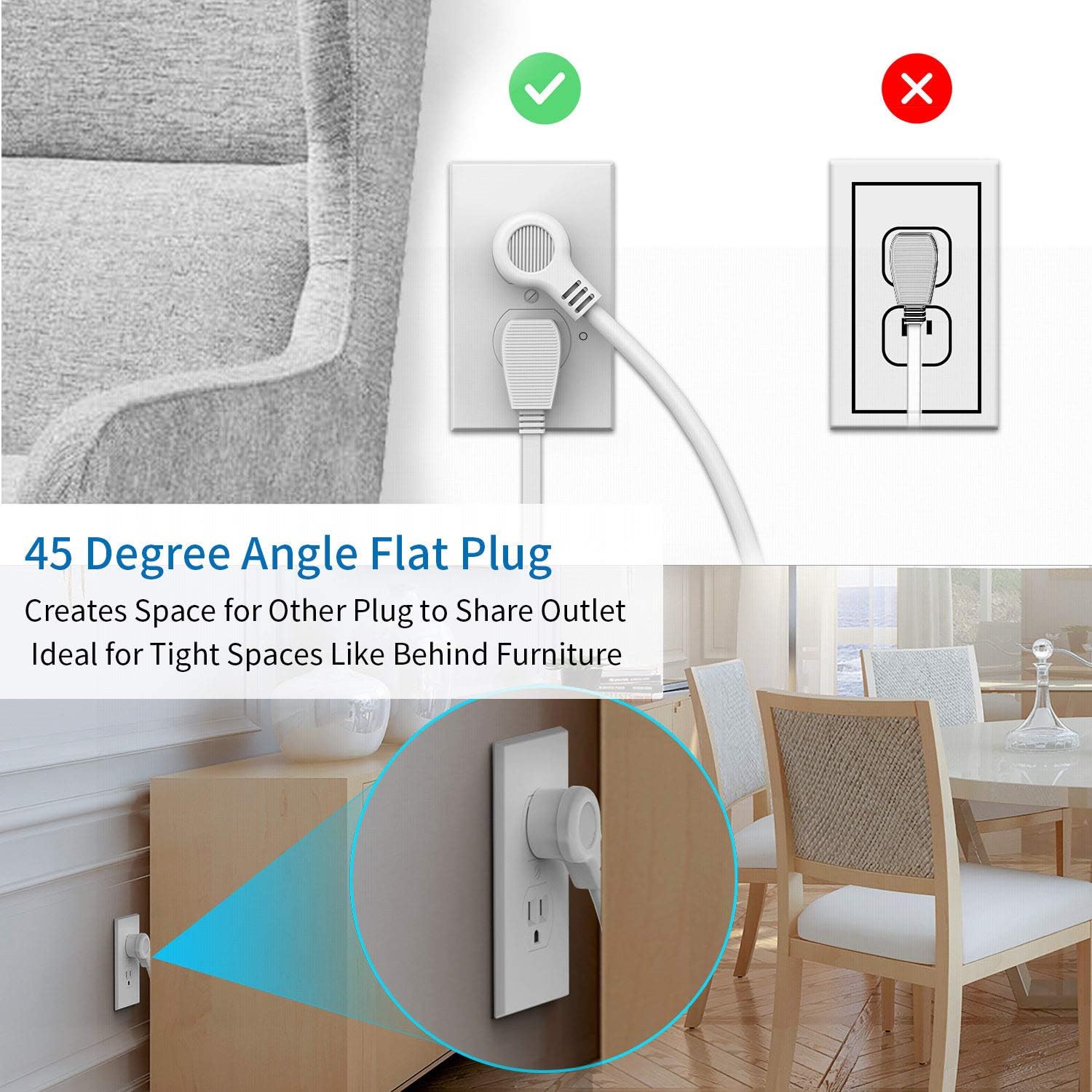 USB C Power Strip with 30W Power Delivery, NTONPOWER Flat Plug Power Strip with 5ft Extension Cord, 3 Outlets 3 USB Desktop Charging Station, Wall Mountable, Compact for Office Home Dorm Essentials: Electronics