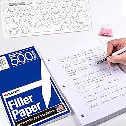 Kaisa3 Pack Notebook Paper College Ruled 3-Hole