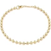 MEVECCO Gold Beaded Bracelets,14K Gold Plated Handmade Cute Satellite Round Beads Dainty Chain Bracelet for Women 4mm