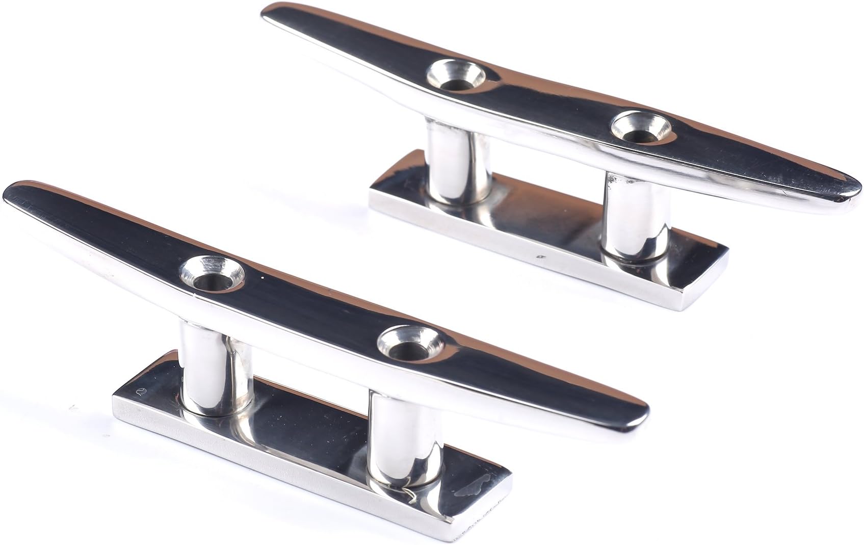 Marine Stainless Boat Dock Cleats Flat Top Low 2 Hole Mooring (Pair)