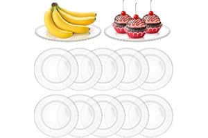 Auch 12 Pcs 13 Inch Clear Plastic Round Charger Plates Table Dinner Charger Plates Clear Round Plates with Clear Beaded Rim f
