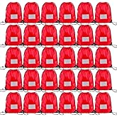 30 Pack Drawstring Bags,Bulk Draw String Backpack, DIY Gym Sports Cinch Bag Sackpack for Women Men, Red