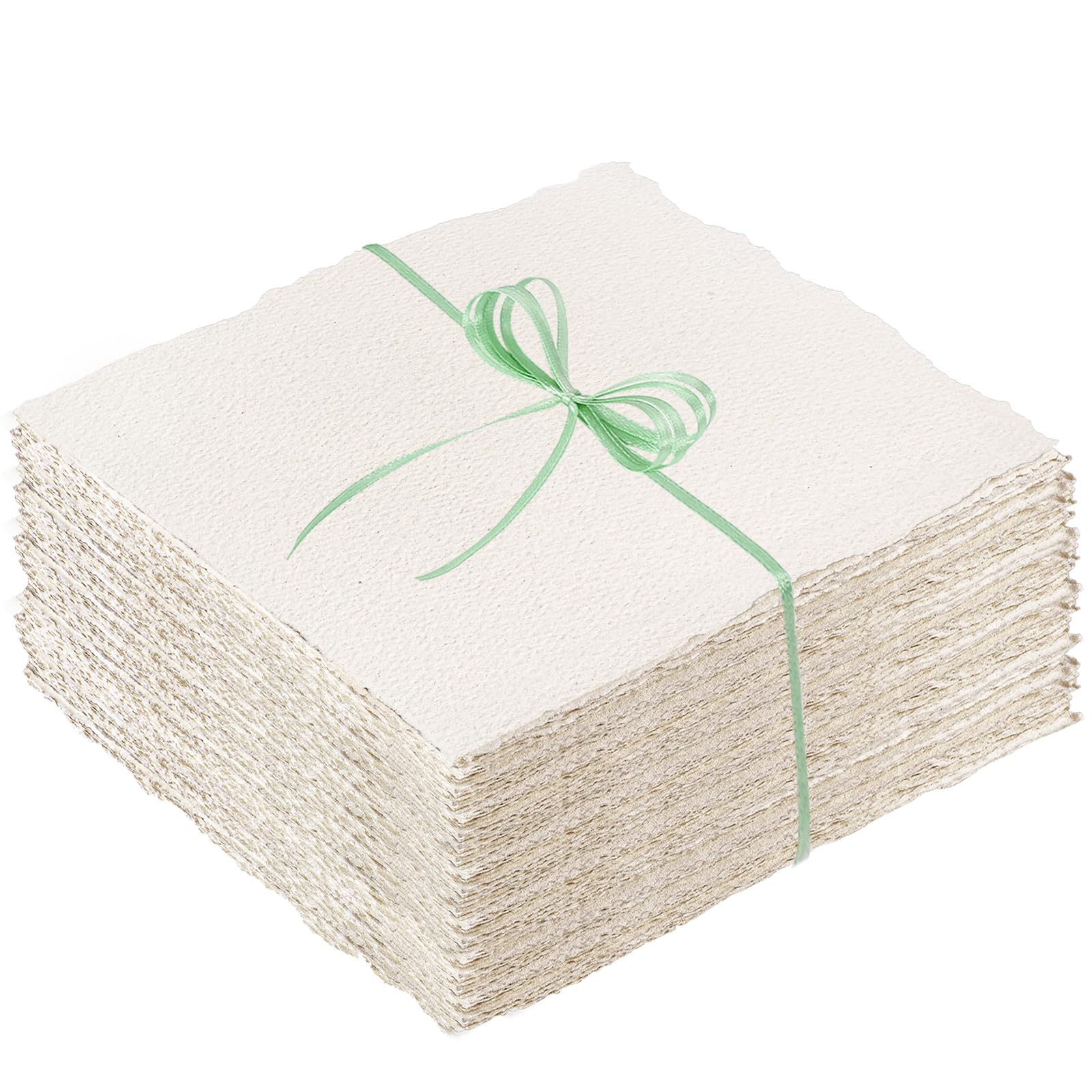 Photo 1 of 100 Sheets Deckled Edge Paper 4x6 inches, 160 GSM Handmade Paper, Rough/Textured Watercolor Paper for Wedding Invitations, Greeting Cards, Handmade Crafts, Easter Gifts for Beginner Artists