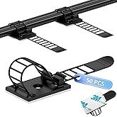 SZFUDIGO Adjustable 3M Adhesive Cable Management Clips 50Pcs, Large self Adhesive Cable Ties Clips ,Suitable for Cable Management Under desks and on Walls(Black)