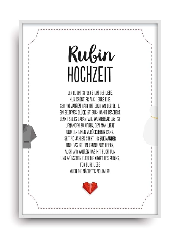 Hochzeit Karte RUBINHOCHZEIT Kunstdruck 40. Hochzeitstag Rubin