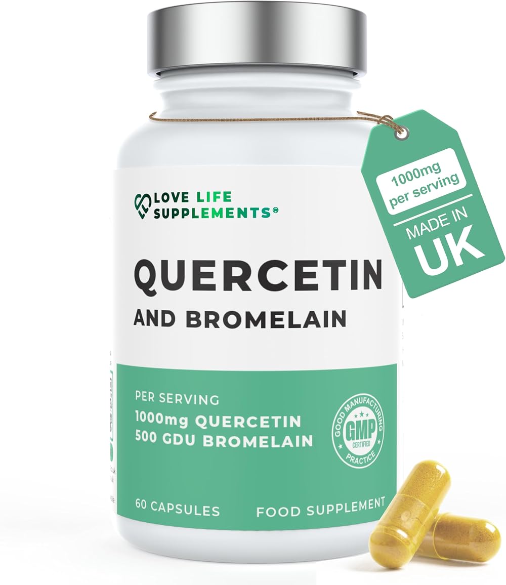 Love Life Supplements Quercetin & Bromelain 60 Capsules 1000mg Quercetin 500