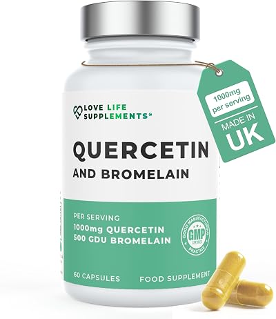 Love Life Supplements Quercetin & Bromelain 60 Capsules 1000mg Quercetin 500
