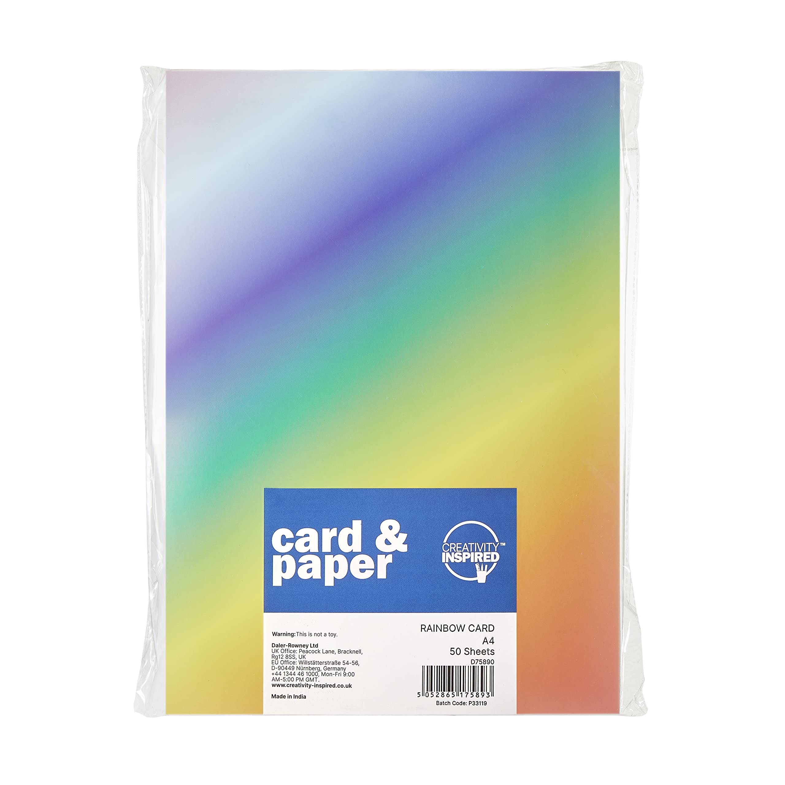 Scola Basic Vibrant Rainbow A4 170 gsm Card Pack, 50 Sheets One-Sided for Crafting, Children Art Activities & Scrapbooking, Ideal for Hobbyists and Professional Crafters, Adults and Kids — image 1
