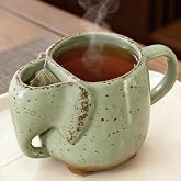 Tea Mug Elephant Ceramic Mugs with Handle Unique Cup Great Gift for Tea Lover Adults Green 15 oz