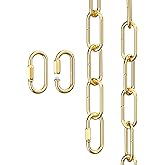 garini 3 Feet Gold Light Fixture Chain, Metal Pendant Chandelier Chain, with 2 Peice Detachable Link