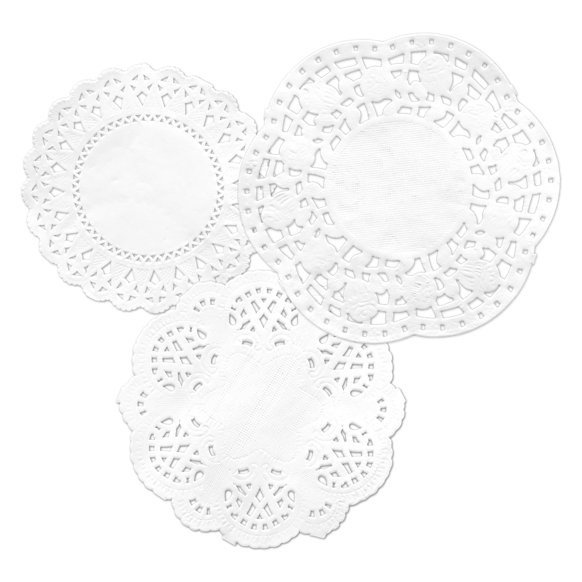 300 Sheets White Round Lace Doilies Hollow Paper Cutouts Vintage Collage Retro Decoupage 3 Small Sizes 3.5"/4"/4.5" for Scrapbooking Crafting Journal Planner (Doily)