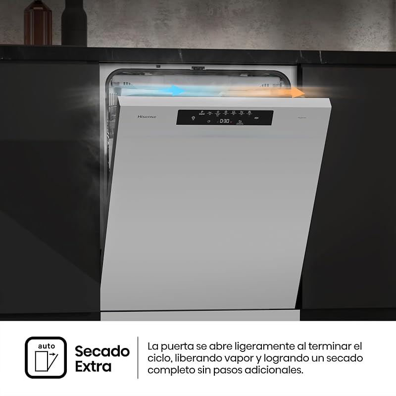 HS643B90W - Lavavajillas Clase B, 15 Servicios, Fondo 60cm, Secado Extra, Programa Automático, Tercera Bandeja, Programa Corto 1 hora, 15 Servicios, Aqua Protect System, Control Táctil, Blanco