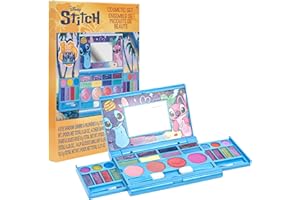 Stitch All-in-One Kids Cosmetic Compact Set Includes Washable Lip Gloss, Colorful Portable Beauty Set for Girls, Tweens, Ages