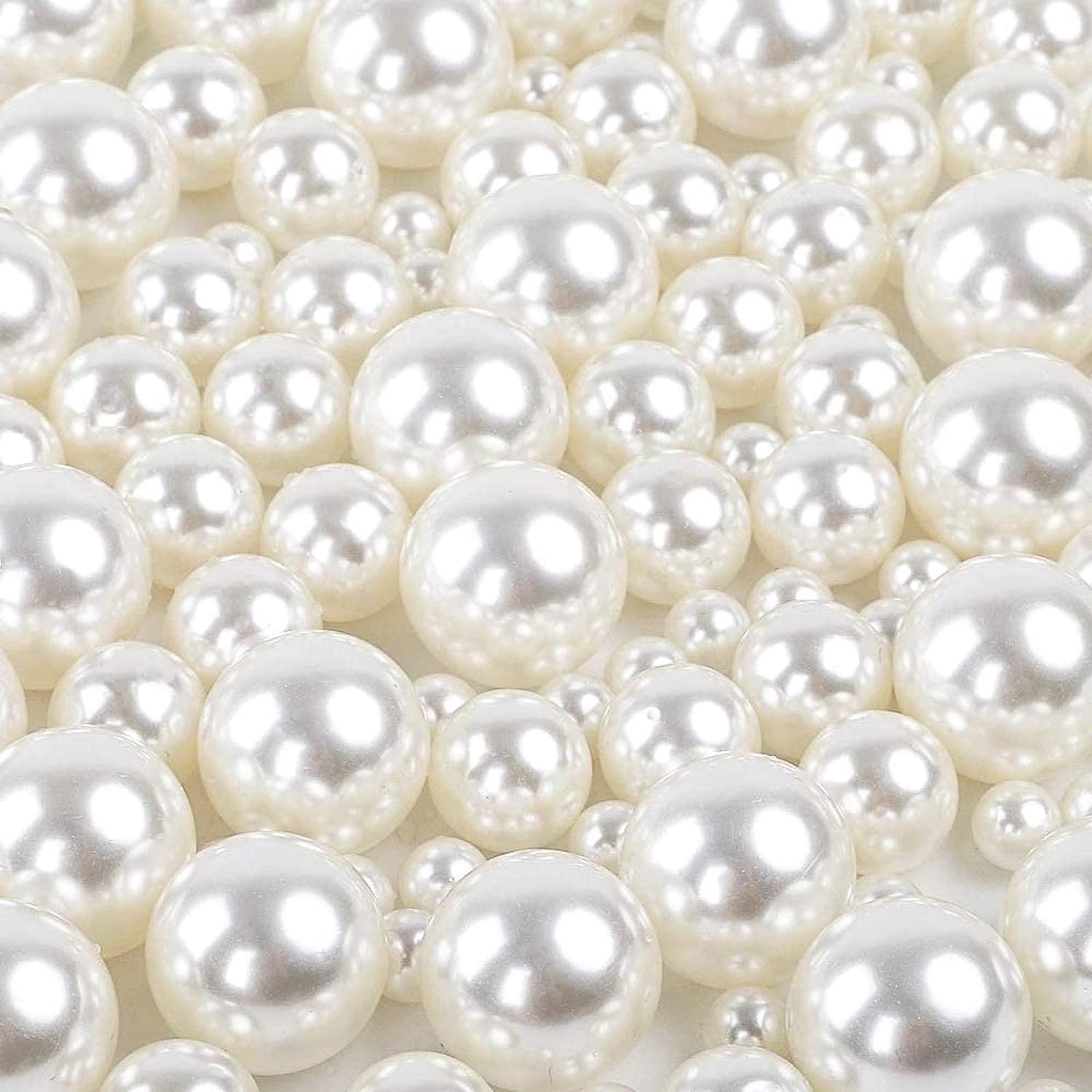 Vase Fillers - Quefe 150pcs Pearls for Crafts No Holes, Vase Filler Artificial Plastic Ivory Pearl Beads for Table Scatter, Wedding, Birthday Party, Home Decoration(8mm, 14mm, 20mm)