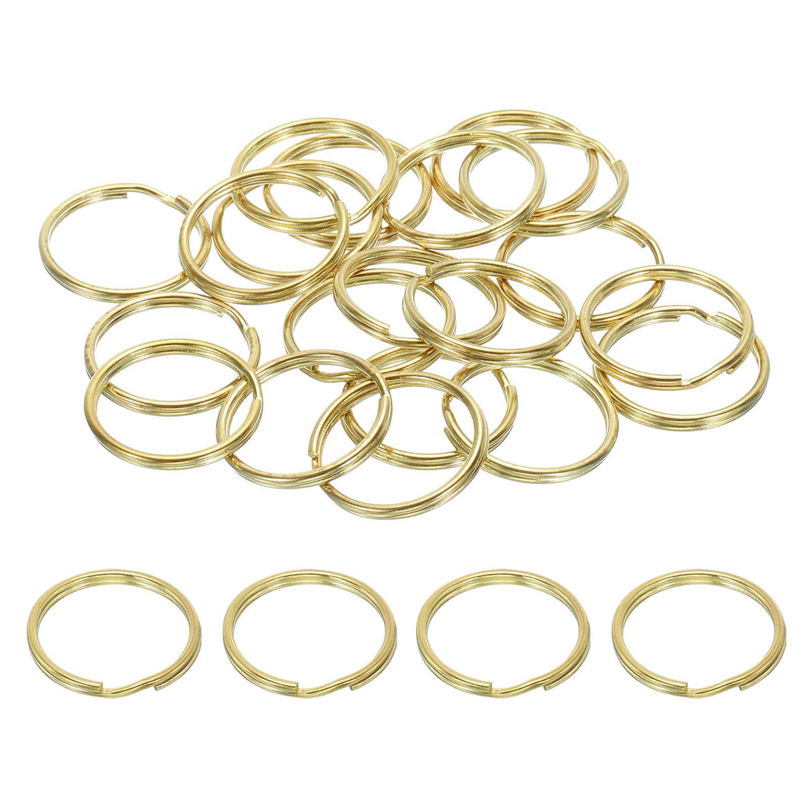 PATIKIL Flat Split Ring, 50Pcs 1.2"/30mm Diameter Pure Brass Flat Split Key Chain Rings for DIY Home Office Car Keys
