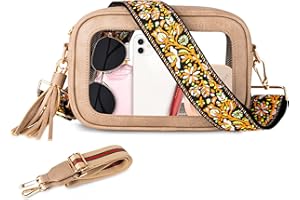 Viva Terry Clear Bag for Stadium Events Approved, Small Clear Crossbody Purse with 2 Adjustable Straps for Makeup Toiletry