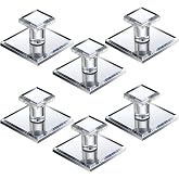Tatuo 6 Pcs Stick on Knobs Adhesive Cabinet Handles, 1.75'' X 1.75'' | Square Acrylic Mirror Pull Handles, Clear Beveled Mirror Knobs, Small Square for Cabinet Wardrobe Windows Drawer Closet Door