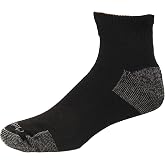 MediPeds NanoGLIDE Non-Binding Quarter Crew Socks, X-Large Mens 12-15, Black w/White, 4 Pair