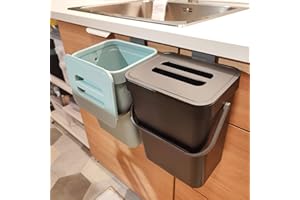 stonespace Kitchen Compost Bin for Countertop, Hanging Small Trash Can with Lid Under Sink for Kitchen Bathroom, Mountable Compost Bucket, Black