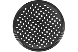 Arcjunys 12 Inch Round Pizza Pan - Carbon Steel Nonstick Tray With Holes for Oven - Pizza Bakeware for Home Kitchen, Black
