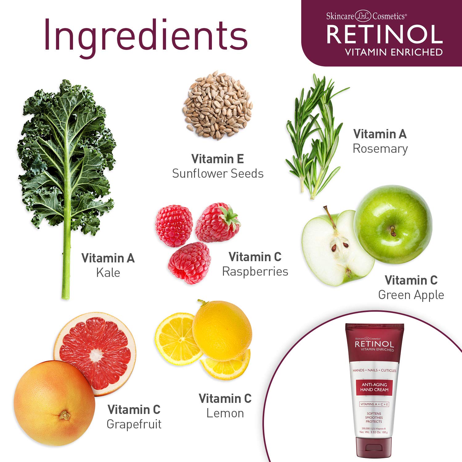 Retinol Anti-Aging Hand Cream – The Original Retinol Brand For Younger Looking Hands –Rich, Velvety Hand Cream Conditions & Protects Skin, Nails & Cuticles – Vitamin A Minimizes Age’s Effect on Skin : Beauty