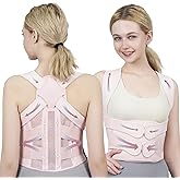 Posture Corrector for Women and Men Upgraded Back Brace, Adjustable Back Support for Upper and Lower Back Pain Relief, Shoulder Straightener for Hunchback, Scoliosis, Lumbar, Spine (Pink, Large)