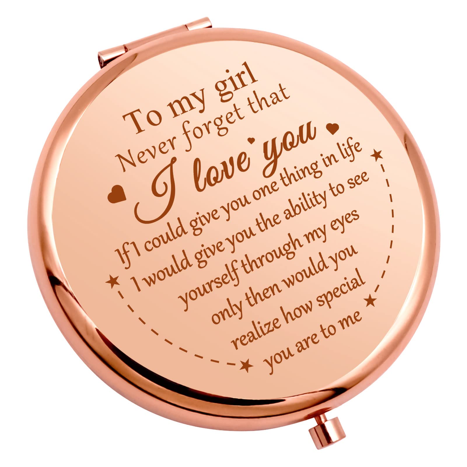 To My Girl Inspirational Gift Compact Mirror Birthday Gift Ideas for Granddaughter Niece Girlfriend Travel Makeup Mirror Valentine's Day Wedding Presents for Girls Daughter Presents from Mom Dad