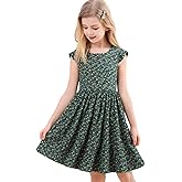 Girls Summer Ruffle Sleeve Floral Dresses Smocked Flowy A-Line Cotton Sundresses for Girl Casual Boho Dress 4-12 Y
