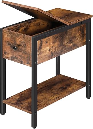 Hoobro Side Table Flip Top End Table Sofa Table With Storage Shelf Narrow Nightstand For Small Spaces Bedside Table Easy Assembly Stable And Sturdy Rustic Brown Ebf34bz01 Amazon Co Uk Kitchen Home