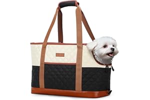 Lekereise Fashion Dog Carrier Soft-Sided Small Cat Handbag Up to 12lbs Waterproof PU Leather Puppy Carrying Pet Tote Bag with Pocket for Outdoor Travel Walking Hiking Shopping