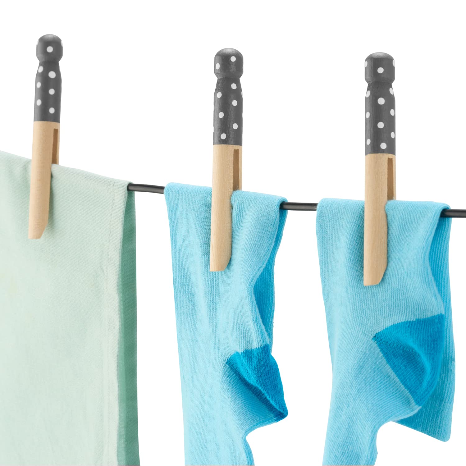 DimBull Natural Hand Painted Dolly Clothes Pegs (Box of 12). 100% Natural, Biodegradable & Sustainable.