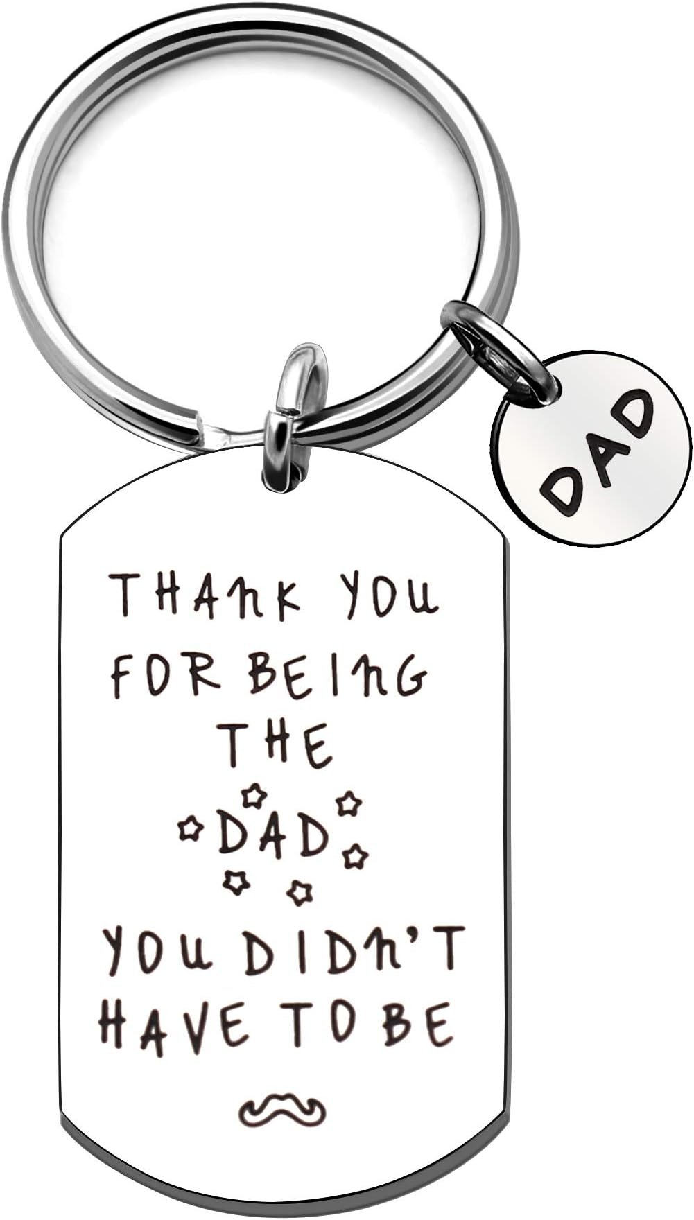KENYG Fathers Day Jewelry Stainless Steel Dog Tag Silver Key Ring Key Chain for Dad Father Daddy