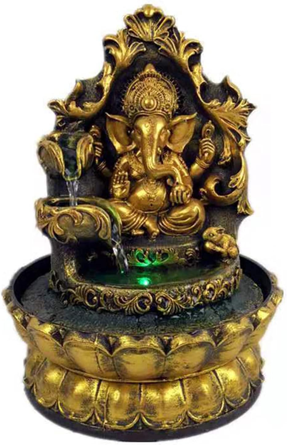 Indoor Fountains & Accessories - Ganesha Statues Indoor Water Fountain, Elephant Buddah Statute Tabletop Fountain with Rolling Ball, Zen Fountain for Home Office Bedroom Desk Decoration (Style 1)